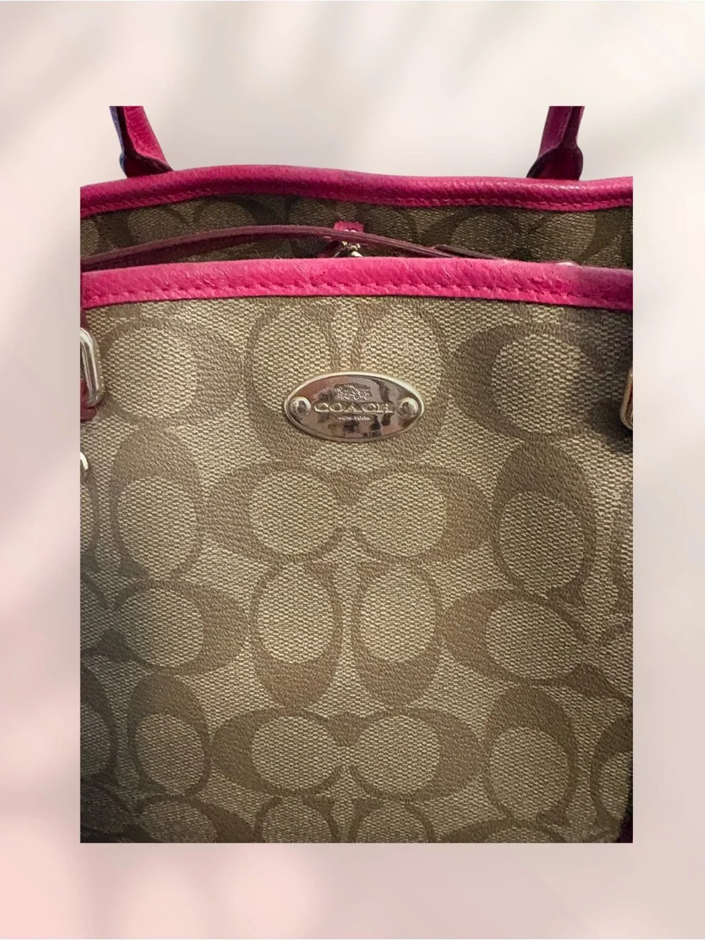 Coach Margot Carryall Satchel with Certificate of Authenticity Pink Trim